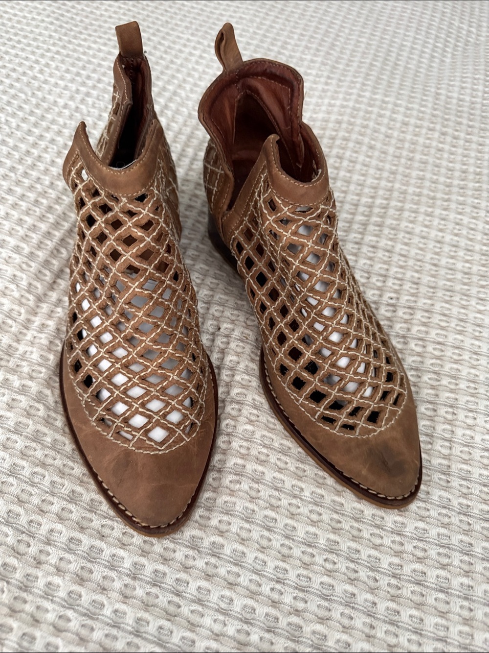 Jeffrey Campbell Brown Cutout Leather Ankle Booties in size 7